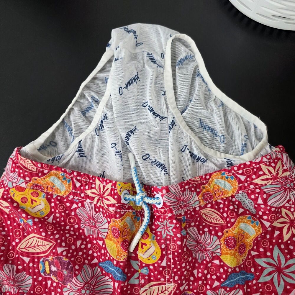 johnnie-O Boy's Eden Swim Trunks Lightweight 7” Red Drawstring Sz 12 - Picture 10 of 13